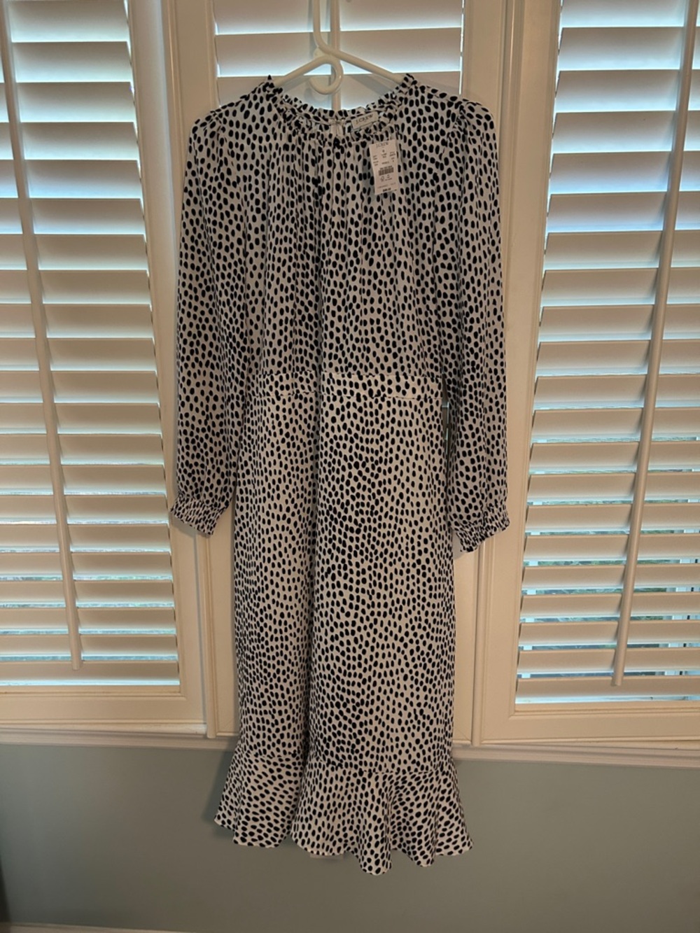 J. Crew White Dress with Black Dot Print
